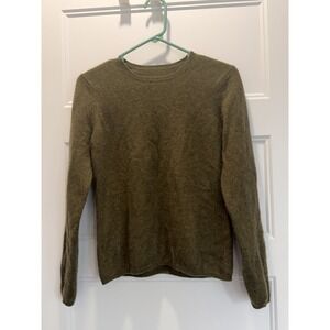 Vintage Cashmere Knit Mid Sleeve Sweater Olive Green